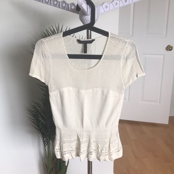 BCBGMaxAzria Tops - 5 for $25 BCBG cream knit peplum top size S